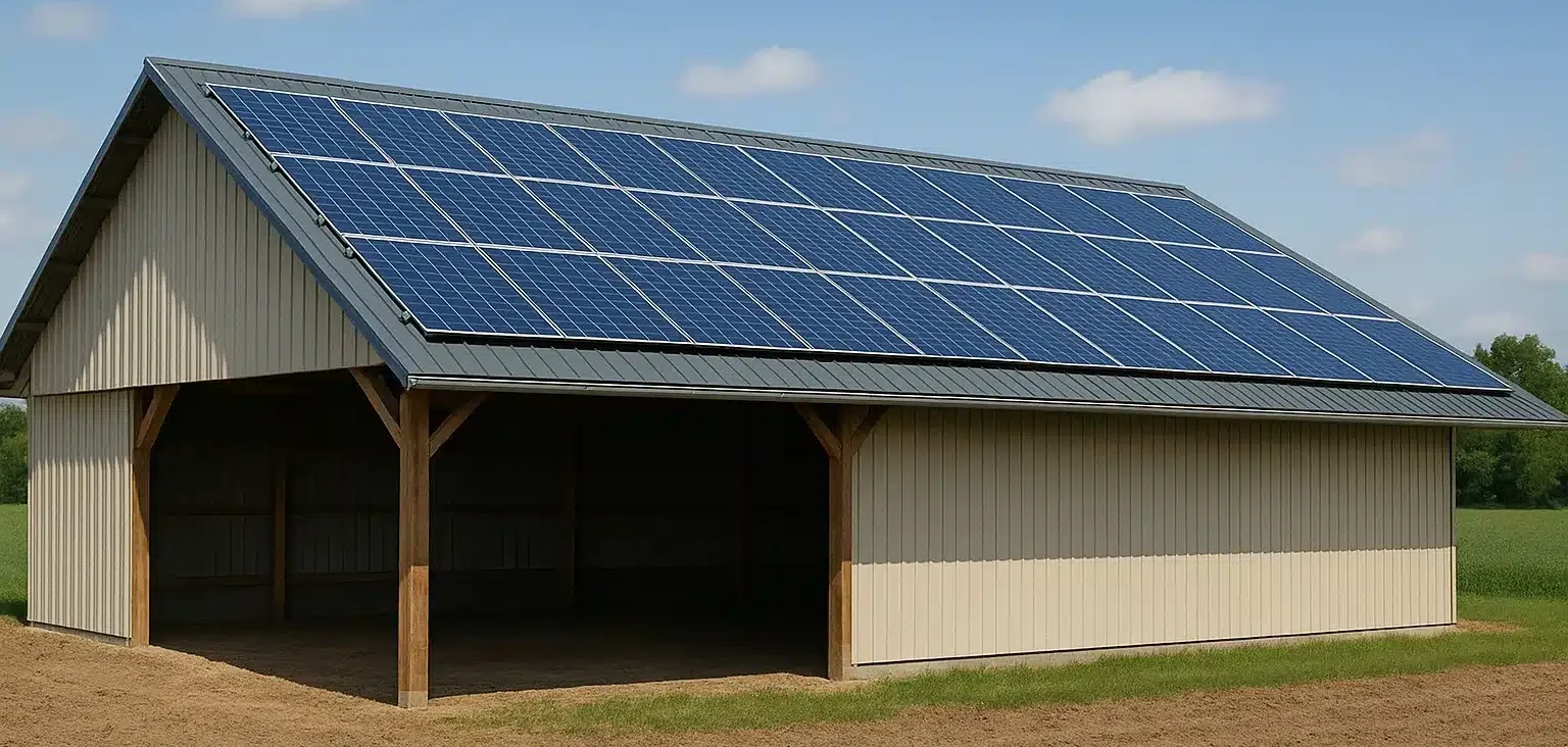 hangar agricole avec panneaux photovoltaïque sur toit