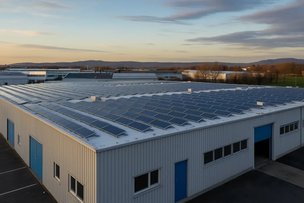 panneaux photovoltaïque sur batiment industriel