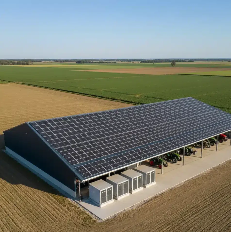 hangar agricole avec panneaux photovoltaïques